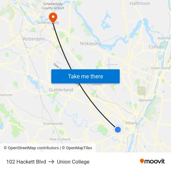 102 Hackett Blvd to Union College map