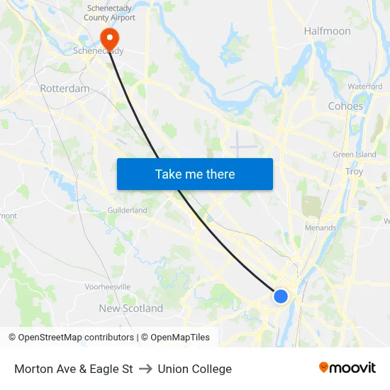 Morton Ave & Eagle St to Union College map