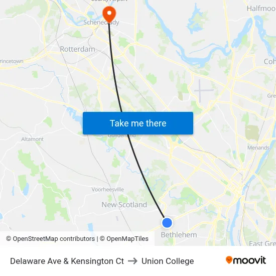 Delaware Ave & Kensington Ct to Union College map