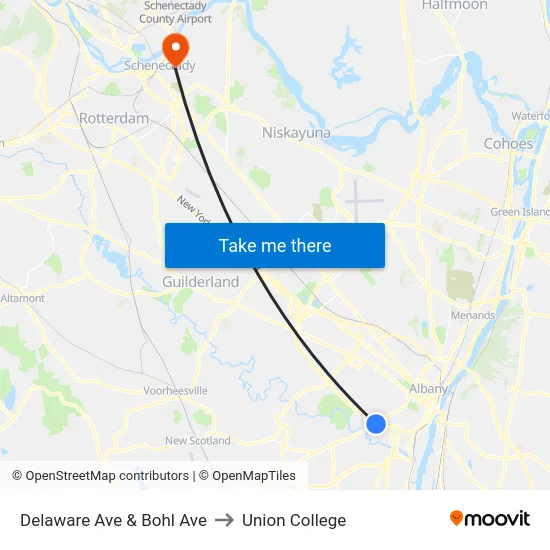 Delaware Ave & Bohl Ave to Union College map