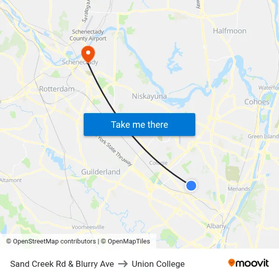Sand Creek Rd & Blurry Ave to Union College map