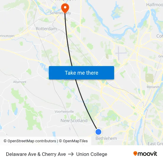 Delaware Ave & Cherry Ave to Union College map