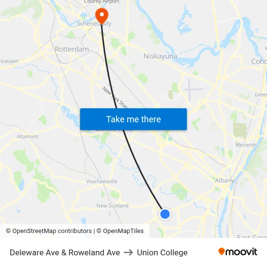 Deleware Ave & Roweland Ave to Union College map