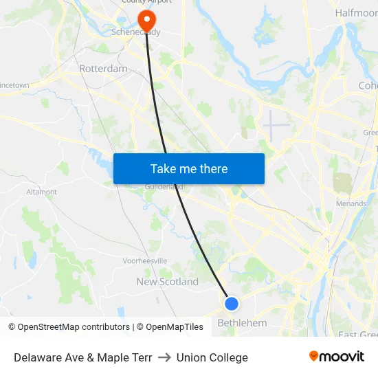 Delaware Ave & Maple Terr to Union College map