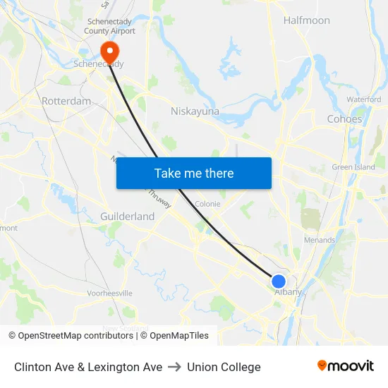 Clinton Ave & Lexington Ave to Union College map