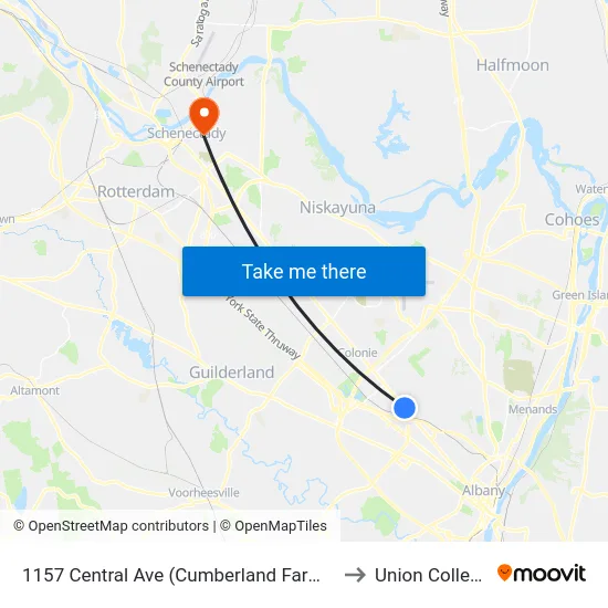 1157 Central Ave (Cumberland Farms) to Union College map