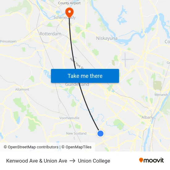 Kenwood Ave & Union Ave to Union College map