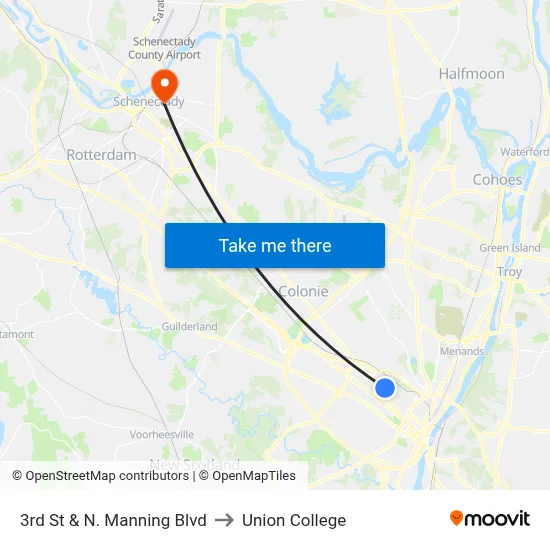 3rd St & N. Manning Blvd to Union College map