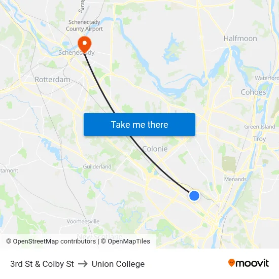 3rd St & Colby St to Union College map