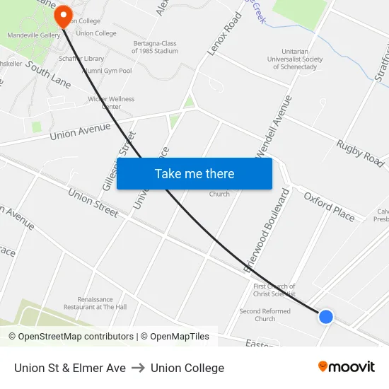 Union St & Elmer Ave to Union College map
