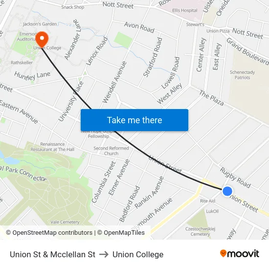 Union St & Mcclellan St to Union College map