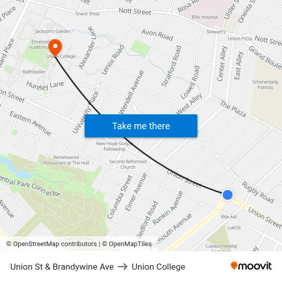 Union St & Brandywine Ave to Union College map
