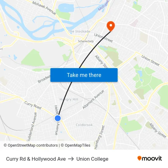 Curry Rd & Hollywood Ave to Union College map
