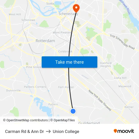 Carman Rd & Ann Dr to Union College map