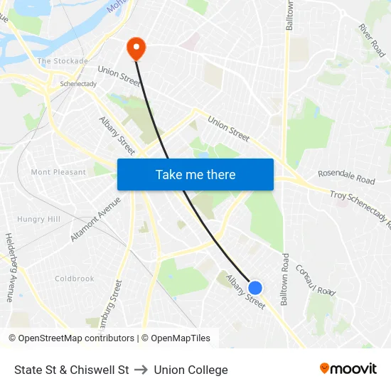 State St & Chiswell St to Union College map