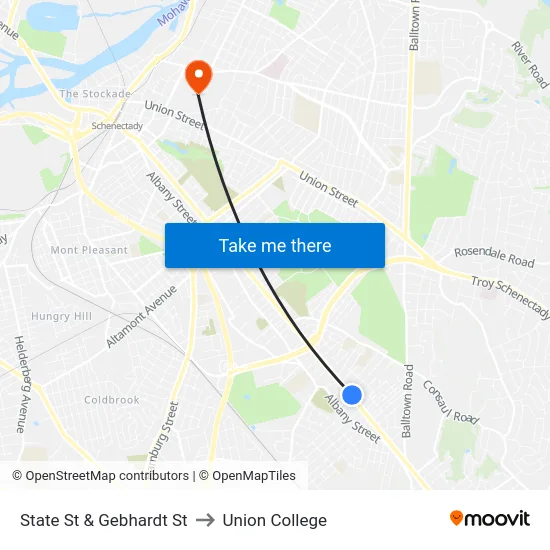 State St & Gebhardt St to Union College map
