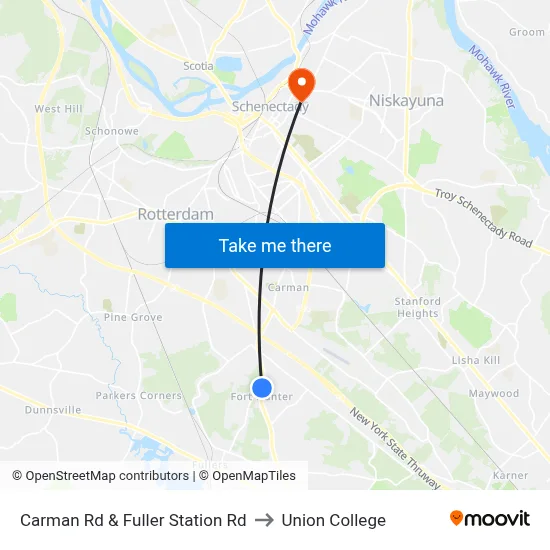 Carman Rd & Fuller Station Rd to Union College map