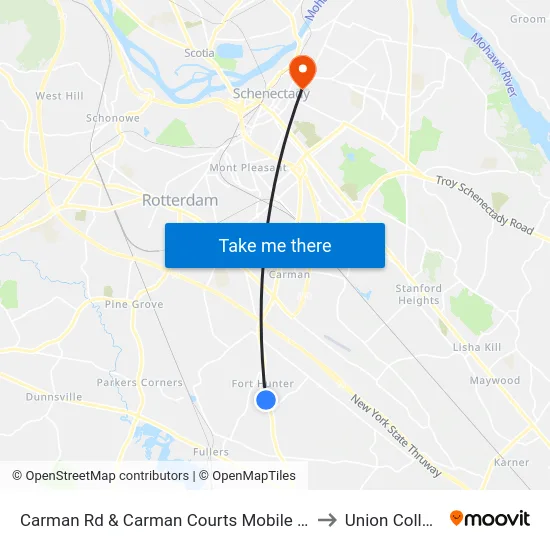 Carman Rd & Carman Courts Mobile Park to Union College map