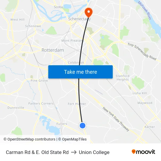 Carman Rd &  E. Old State Rd to Union College map