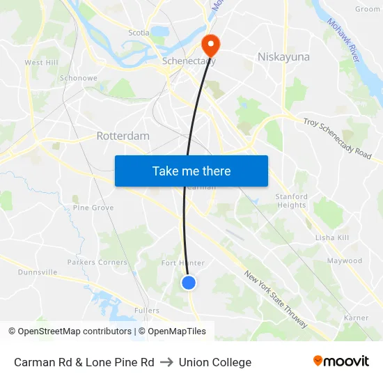 Carman Rd & Lone Pine Rd to Union College map