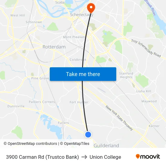 3900 Carman Rd (Trustco Bank) to Union College map