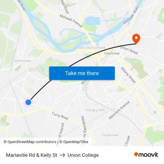 Mariaville Rd & Kelly St to Union College map