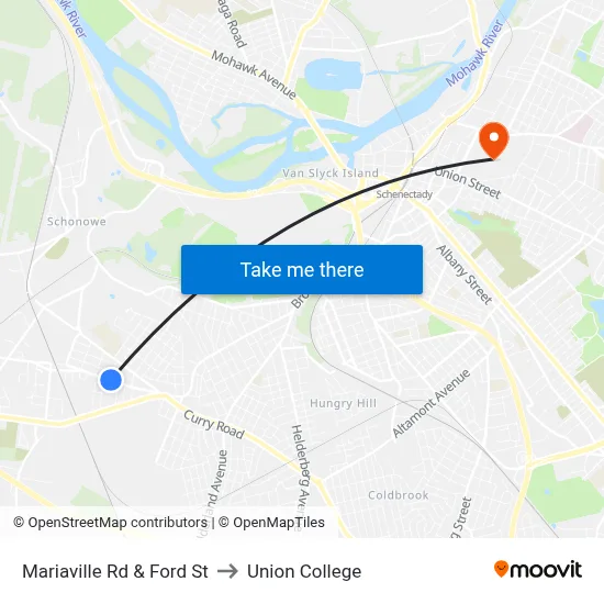 Mariaville Rd & Ford St to Union College map