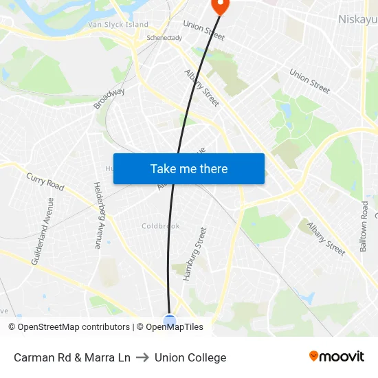 Carman Rd & Marra Ln to Union College map