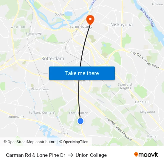 Carman Rd & Lone Pine Dr to Union College map