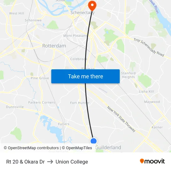 Rt 20 & Okara Dr to Union College map