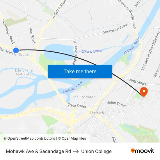 Mohawk Ave & Sacandaga Rd to Union College map