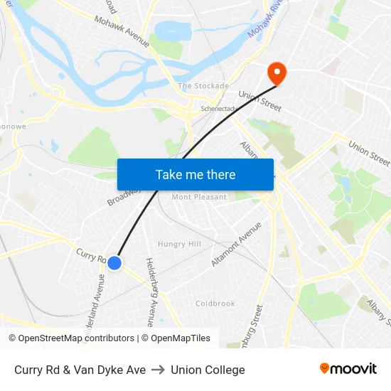 Curry Rd & Van Dyke Ave to Union College map