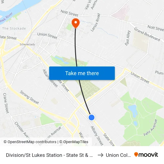 Division/St Lukes Station - State St & Division St to Union College map