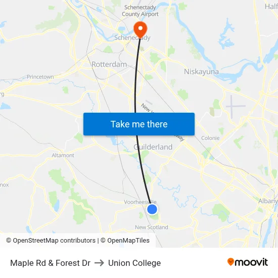 Maple Rd & Forest Dr to Union College map