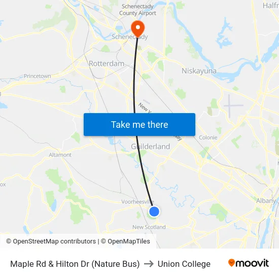 Maple Rd & Hilton Dr (Nature Bus) to Union College map