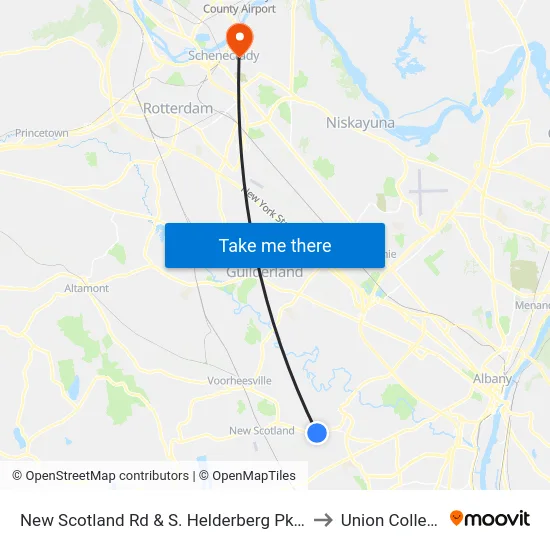 New Scotland Rd & S. Helderberg Pkwy to Union College map