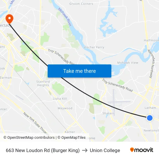 663 New Loudon Rd (Burger King) to Union College map