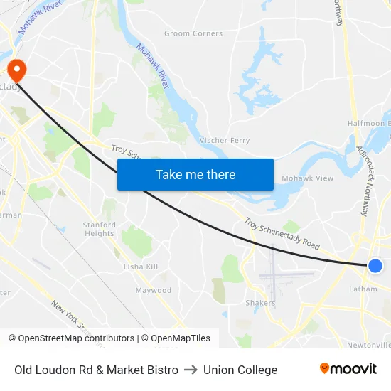 Old Loudon Rd & Market Bistro to Union College map