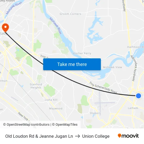 Old Loudon Rd & Jeanne Jugan Ln to Union College map