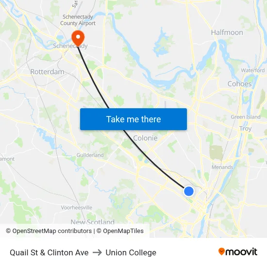 Quail St & Clinton Ave to Union College map