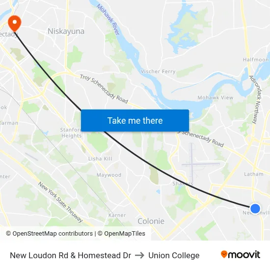 New Loudon Rd & Homestead Dr to Union College map