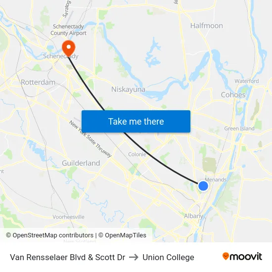 Van Rensselaer Blvd & Scott Dr to Union College map