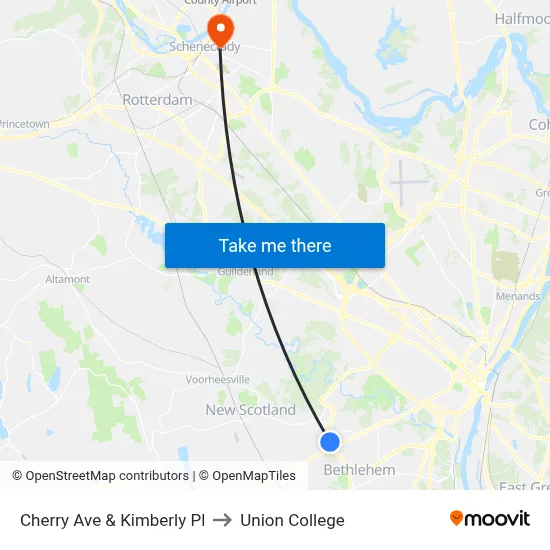 Cherry Ave & Kimberly Pl to Union College map
