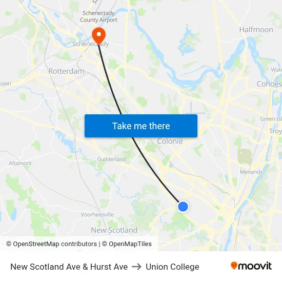 New Scotland Ave & Hurst Ave to Union College map
