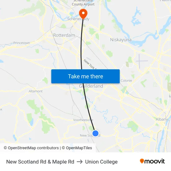 New Scotland Rd & Maple Rd to Union College map
