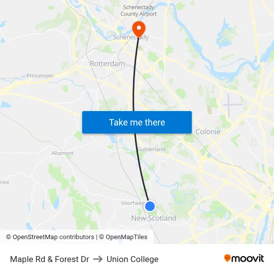 Maple Rd & Forest Dr to Union College map