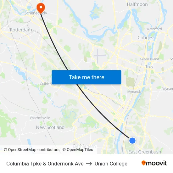 Columbia Tpke & Ondernonk Ave to Union College map