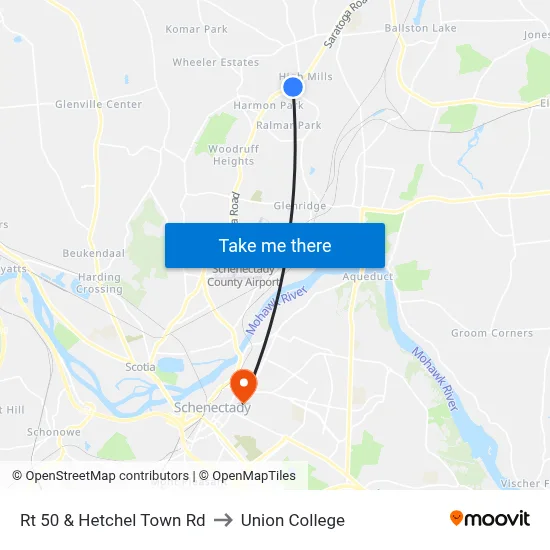 Rt 50 & Hetchel Town Rd to Union College map