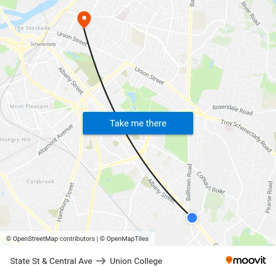 State St & Central Ave to Union College map
