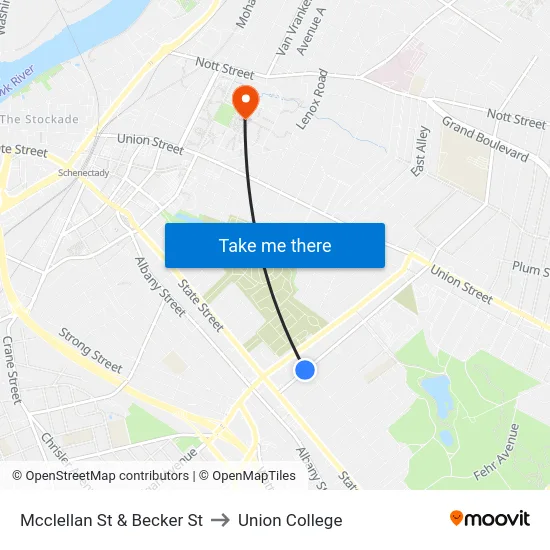 Mcclellan St & Becker St to Union College map